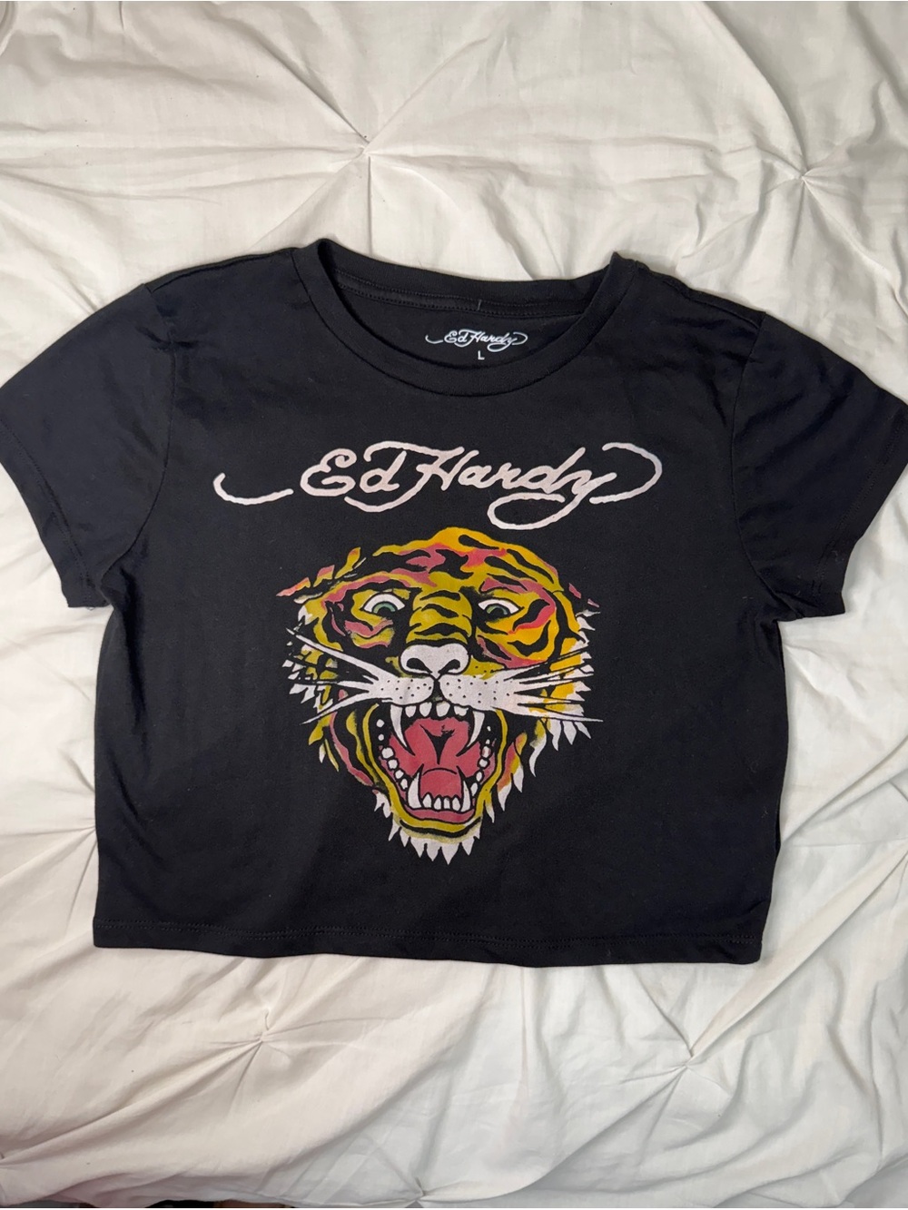 Ed Hardy Black Baby Tee with Tiger Face
